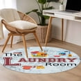 thumbnail image 5 of 3ft Round Rug, Laundry Room Non-Skid Rubber Backing Large Area Rugs - Living Room Bedroom Home Office, Blue Cartoon Washing Machine Clothes Indoor Floor Mat Carpets Washable Rug, 5 of 9