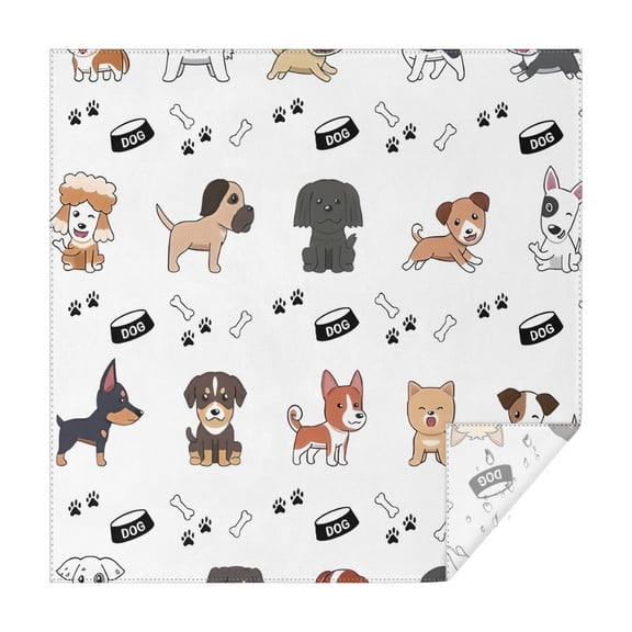 Cute Dogs Square Tablecloth,Waterproof Square Table Cover,Wipeable Spillproof Washable Table Cover for Home Kitchen Party Decor 42"X42"(107x107cm)