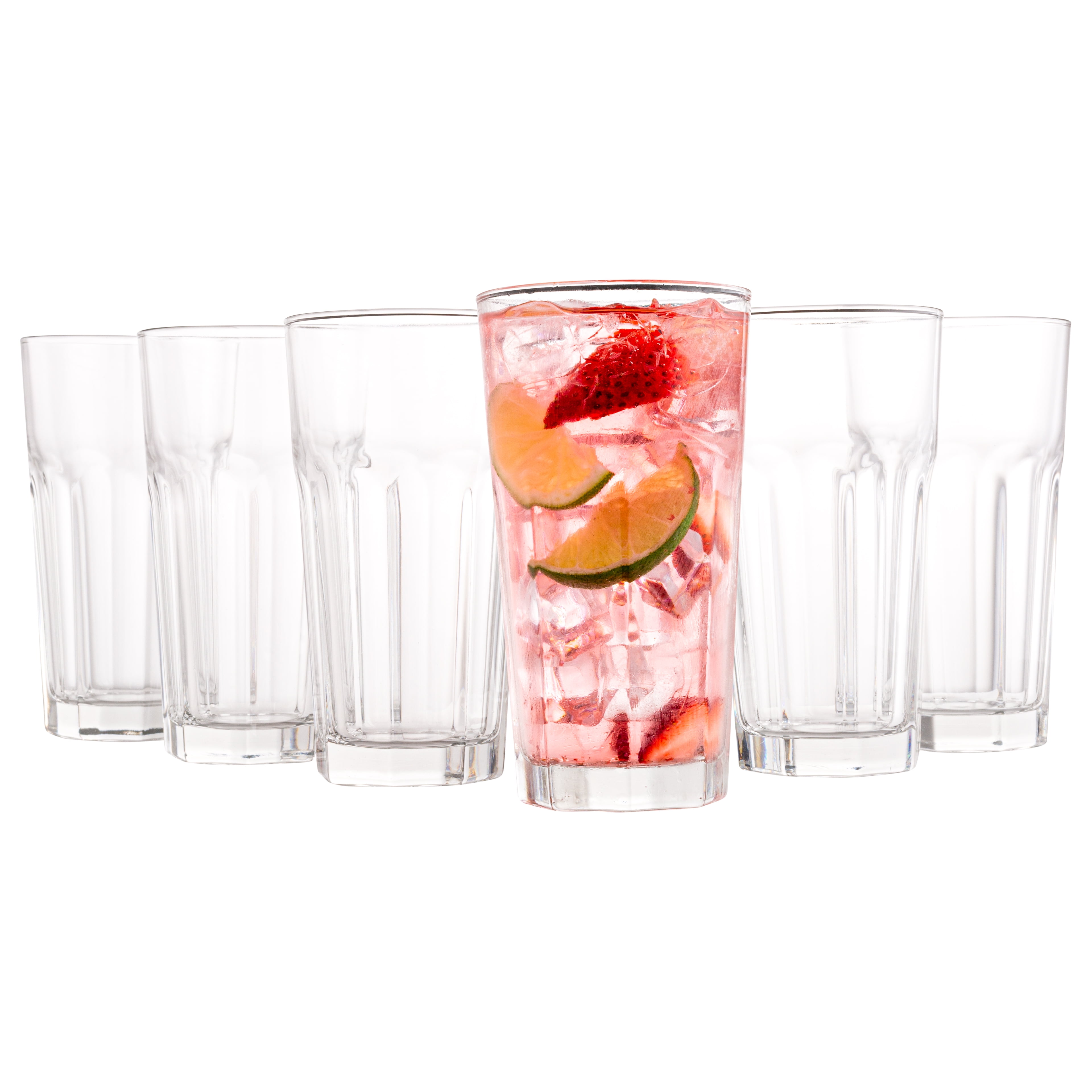 Vikko 11 oz Drinking Glasses: Dishwasher Safe – Set of 6 Thick Clear Glass Tumblers