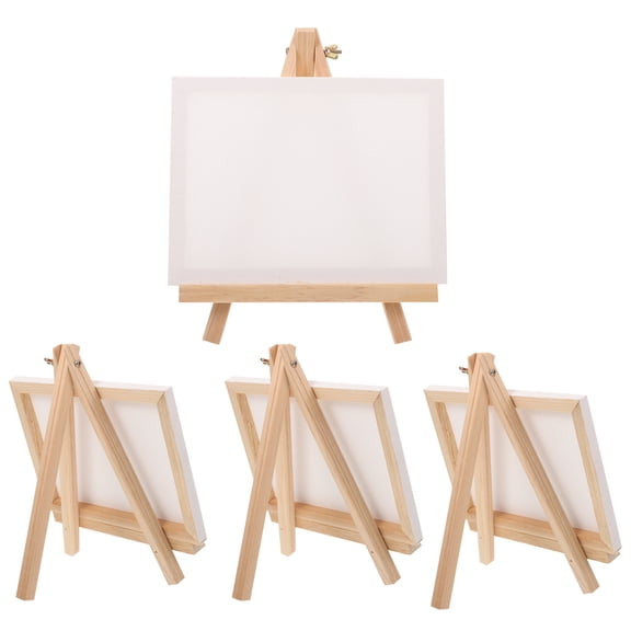 WORGEOUS  4 Sets Mini Canvas Palette Large Easel Table Top Easels for Painting Child