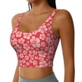 thumbnail image 2 of Rateoe Red Hibiscus Flower Print Womens' Sports Bras Scoop Neck Sports Vest- Padded U Back Seamless High Impact Support, 2 of 7