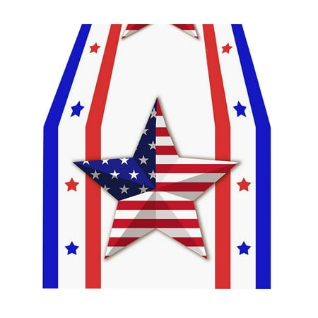 

pdqouc Holiday Craft Decoration Independence Day Table Flag Patriotic Stripes Wired Edge Ribbon Printing Customized Satin Flag Ribbon Neutral Table Dining Table Centerpieces Decor