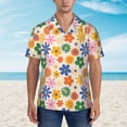 thumbnail image 2 of Xecao Groovy Daisy Flowers print Hawaiian shirt - a stylish short-sleeve button-down for men, perfect for casual beach and tropical outings., 2 of 9