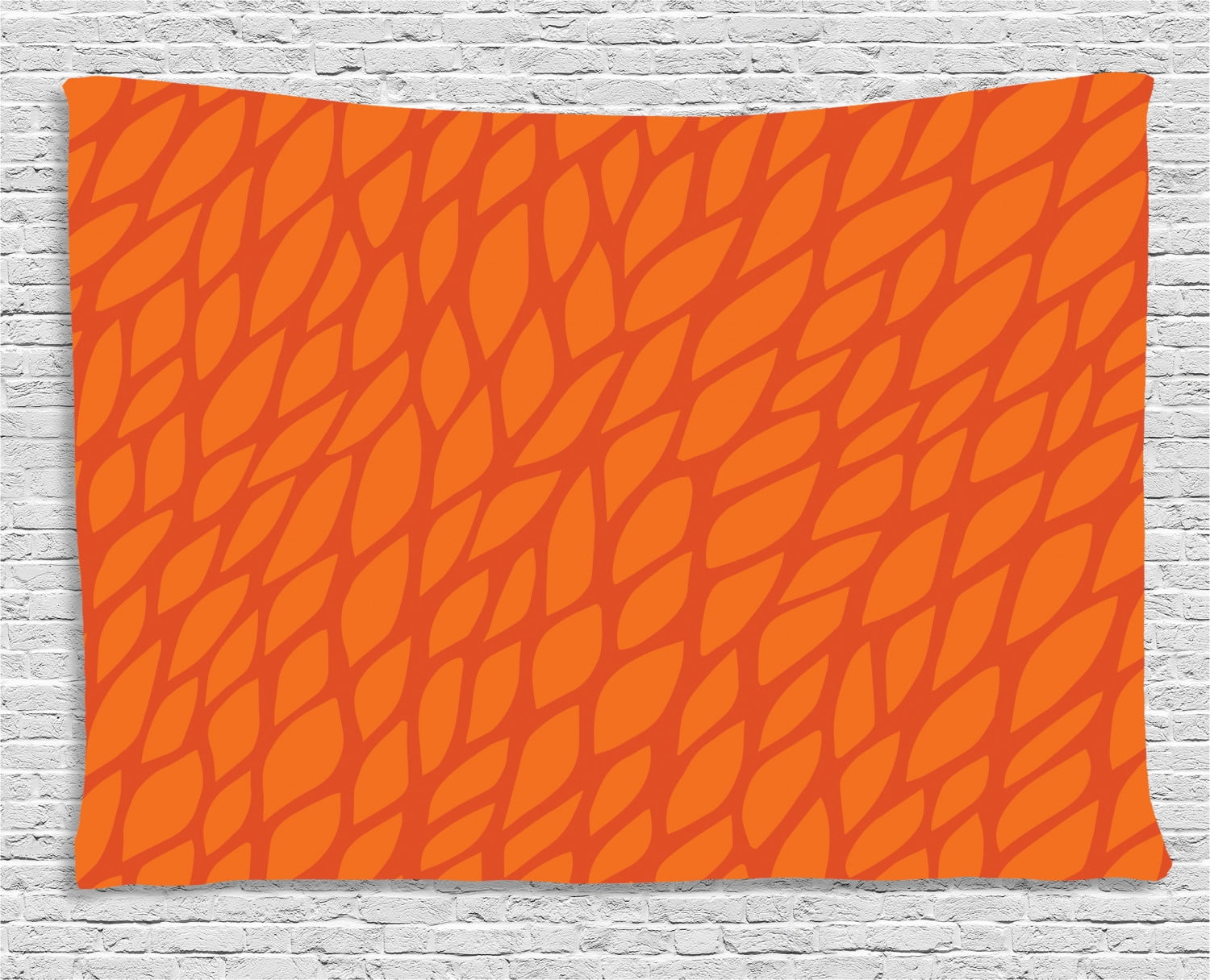 Burnt Orange Tapestry, Abstract Foliage Leaves Pattern Sketch Nature