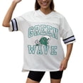 thumbnail image 3 of Women's Gameday Couture White Tulane Green Wave Iconic Oversized Fashion Jersey, 3 of 5