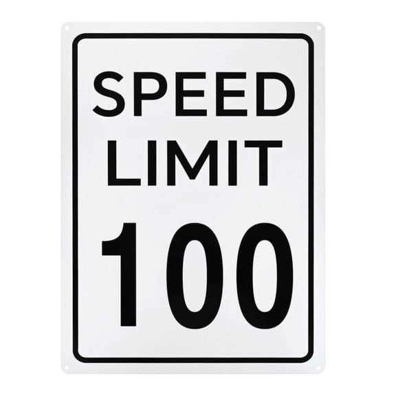 Uxcell Speed Limit 100 MPH Sign 16" x 12" Aluminum Weather Resistant Traffic Sign