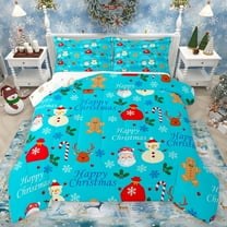 Homewish Cute Santa Claus Bedding Comforter Set,Happy Christmas Twin Comforter Sets,Snowman Gingerbread Man Pattern Bedding Set For Girl,Microfiber Bedroom Decor Reversible,2-Piece