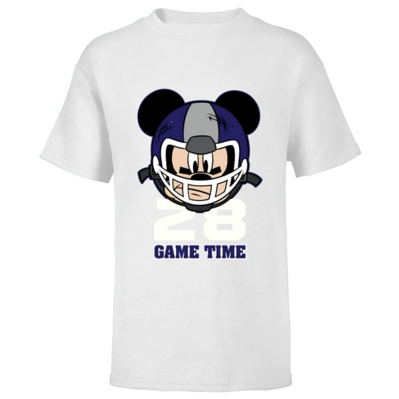 Disney Mickey Mouse Football #28 Game Time Sports - Short Sleeve T-Shirt for Kids - Customized-White