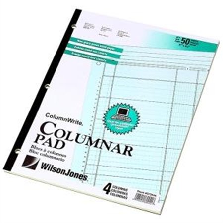 Columnar Pad, 4 Columns, 50 Sheets, 11"x8-1/2", Green WLJG7204A ...