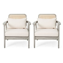 GDF Studio Jatas Outdoor Patio Club Chairs, Acacia Wood, Grey