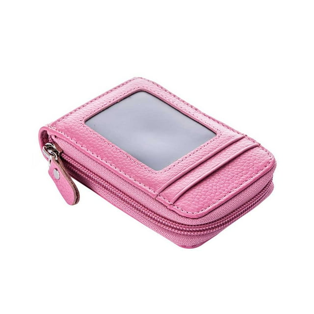 Cartera para hombre Minnieouse tarjetero de cuero Vintage bloqueo de negocios cremallera Rosa