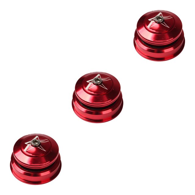pitrice Roulement de Vélo Casque Léger 1.5T Ensemble de Cuvette de Vélo de Montagne Conique Résistant à l'Usure Tube Droit Intégré Fourche Rouge 3ensemble