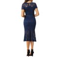 thumbnail image 3 of INSPIRAR CHIC Vestido de encaje elegante para mujeres, vestido de cóctel midi de manga corta, vestido de sirena bodycon, azul oscuro M, 3 of 5