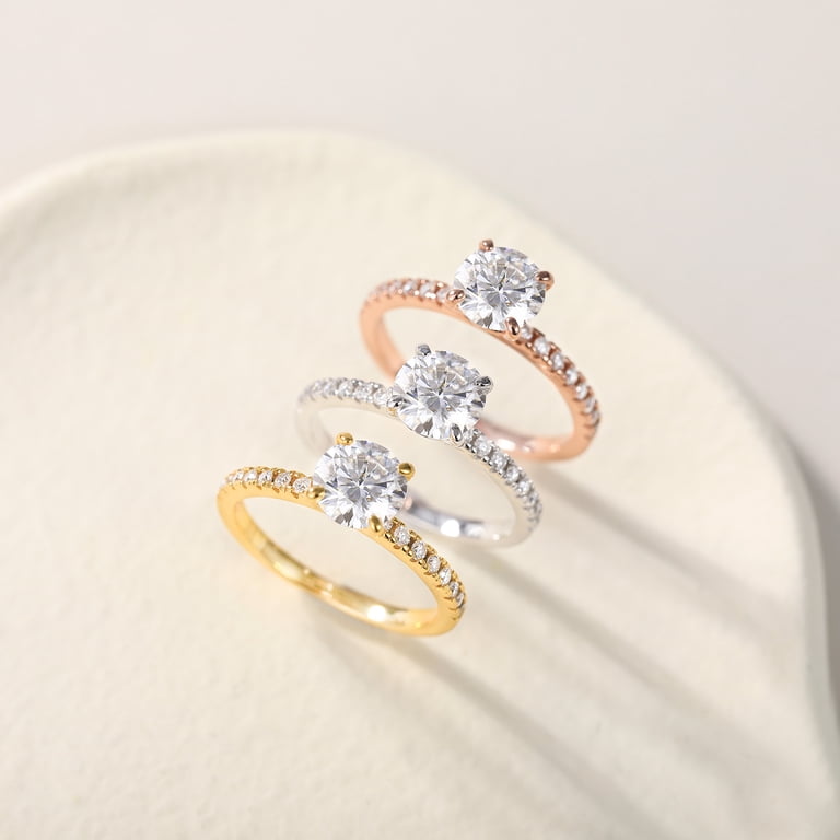 Set De 3 Bagues éternité Or Rose Argent 925 – Zirconium Cubique, Taille 5, Neuf