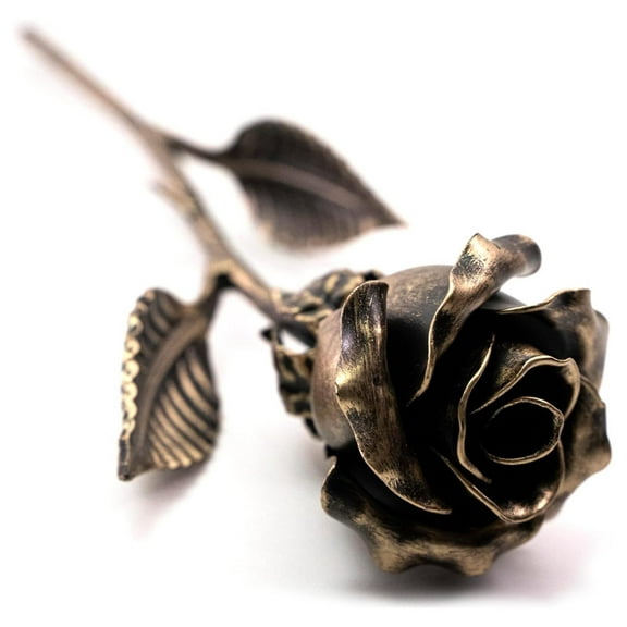 Handcrafted Bronze Metal Rose - Solid Gift of Everlasting Love - 8th 19th Wedding for Her