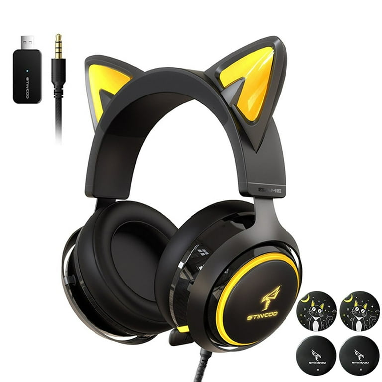 SOMiC GS510 Gaming Headset, Black LED Cat Ear, Stereo
