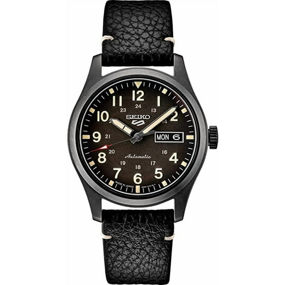 Seiko 5 Automatic Leather Mens Watch