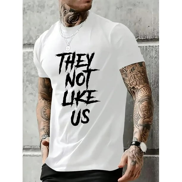 Camiseta informal de verano para hombre, suave y cómoda, de punto de algodón, corte regular, manga corta, cuello redondo y estampado "No nos gustan", 180 g/m².