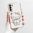 thumbnail image 3 of Luxury Plating Hello Kitty Case for Samsung Galaxy S23 S22 Ultra S21 S20 FE S10 S9 S8 Note 20 9 8 Plus 10 Lite Mirror Rack Cover, 3 of 5