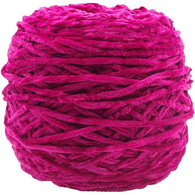 Zhuge Hilo de terciopelo de chenilla de 250 g, hilo voluminoso de color rojo rosado, suave, vegano, hilo de terciopelo para tejer, hilo de chenilla de algodón mezclado con poliéster