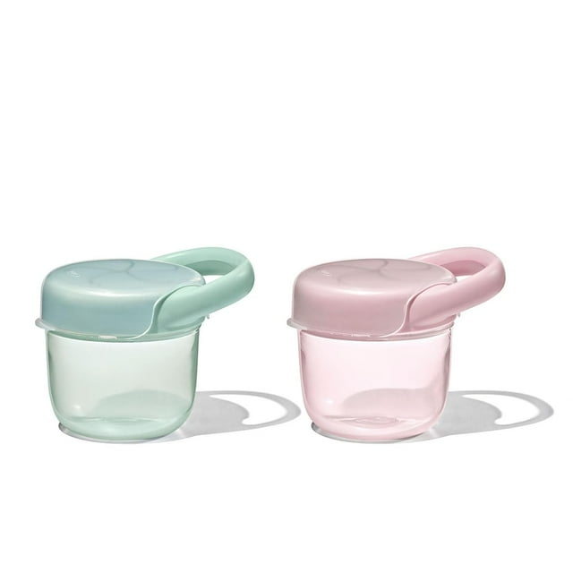 OXO Tot Vaso para Snack con Tapa – Paquete de 2, Ópalo y Flor
