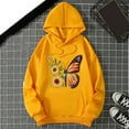 thumbnail image 2 of Fiaer Women's Hoodies Floral Printed Oversized Hooded Sweatshirts Long Sleeve Drawstring Drop Shoulder Baggy Tops with Pcoket Yellow XL, 2 of 3