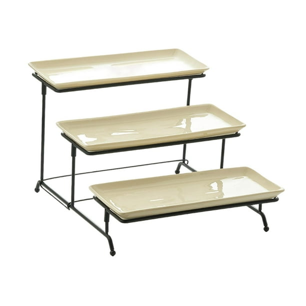 3 tier serving stand with rectangle plates hotsell