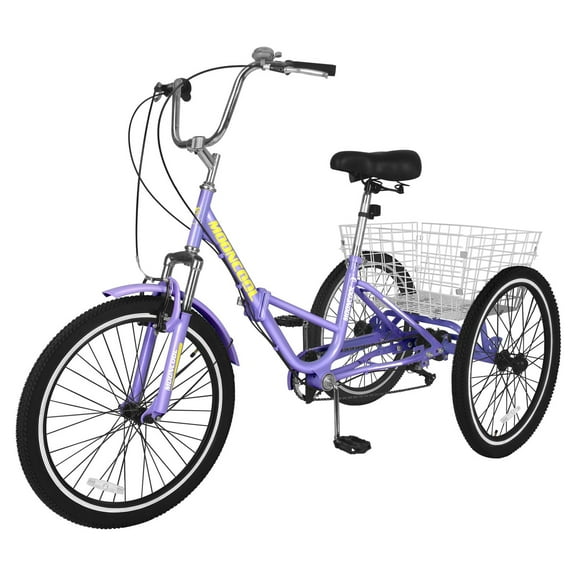 Lilypelle Adult Folding Tricycle with Low Step Through,20 Inch 7-Speed Three Wheel Cruiser Bike Trike with Cargo Basket, Foldable Tricycle for Adults, Women, Men, Seniors Exercise Shopping