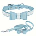 thumbnail image 1 of CNKOO 2pcs Sparkling Rhinestone Dog Collar & Leash Set for Small & Medium Dogs  Cute Bow Tie Collar with Escape-Proof Rope, 1 of 7