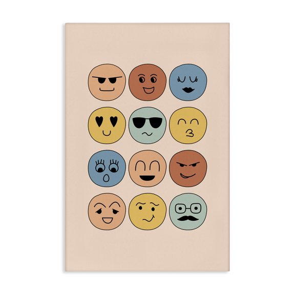 Stupell Industries Various Expression Smileys Novelty Painting Gallery Wrapped Canvas Art Print Wall Art, 16 x 24