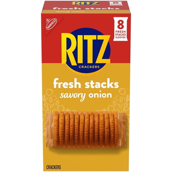 RITZ Fresh Stacks Savory Onion Crackers, Travel Snacks, 11.5 oz (8 Multi Snack Packs)