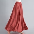 thumbnail image 6 of Linen Skirt for Women Elastic High Waist Boho Maxi Skirt A-Line Flowy Long Skirts Ankle Length Skirt Casual Swing Long Beach Skirt Dress, 6 of 6