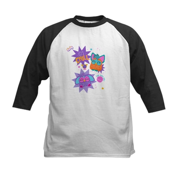 CafePress - Furby Let's Chill Kids Baseball T Shirt - Kids Cotton Baseball Jersey, 3/4 Sleeve Shirt
