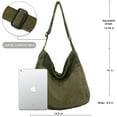 thumbnail image 2 of AOUNQ Canvas Tote Bag Casual Hobo Crossbody Shoulder Bag for Women and Men Large Purse Messenger Bag Travel Work,Green, 2 of 6