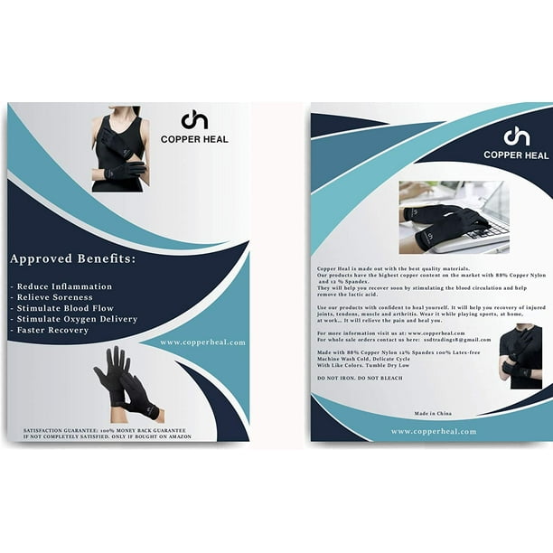 COPPER HEAL Arthritis Compression FULL Hand Gloves - Copper Glove -  Rheumatoid Arthritis, Carpal Tunnel, RSI Osteoarthritis & Tendonitis Full  Hand Fingers 