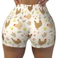 thumbnail image 2 of Lsque Chicken Family Pattern High Waisted Biker Shorts for Women-Tummy Control Fitness Athletic Workout Running Yoga Gym Shorts,Moisture-Wicking-Small, 2 of 9