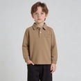 thumbnail image 2 of Boys' Polo Shirt Long Sleeve Boy Coffee Button down Shirt Collar Shirt School Uniforms Shirt for Boys 3-4 Years, 2 of 5