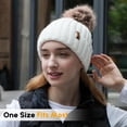 thumbnail image 4 of Winter Beanie Hat for Women with Pompom Warm Fleece Lined, Women Warm Chunky Soft Knit Skull Cap for Skiing, Christmas Gifts for Her, White, 4 of 10