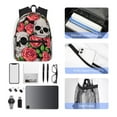 thumbnail image 4 of Fuzoiu Skull and Roses Print School Backpack for Teens,Large Bookbag,Lightweight Laptop Bag for Travel, Work, School & Outdoor Adventures, 4 of 6