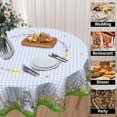 thumbnail image 3 of Easter Bunny Round Tablecloth 60 Inch Buffalo Plaid Rabbits Meadow Bordered Easter Spring Farmhouse Washable Polyester Table Cloth for Kitchen Dining Room Party Indoor Outdoor Decor, 3 of 5