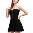 thumbnail image 2 of INSPIRE CHIC Robe pour Femme Fermeture Éclair Apparente devant Sans Bretelles Bal Mini Ligne A Robe Tube TP Noir, 2 of 8