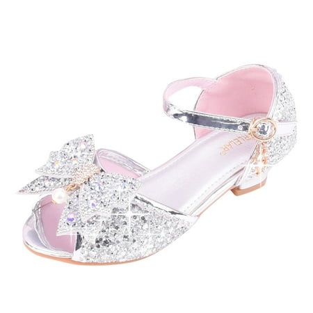 Children Shoes with Diamond Girls Shoes Size 3 Shiny Sandals Princess Shoes Toddler athletic Shoes Bow High Heels Show Shoes Girl Princess Shoes 4