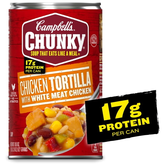 Campbell's Chunky Soup, Ready to Serve Chicken Tortilla Soup with Grilled White Meat Chicken, 18.6 oz Can