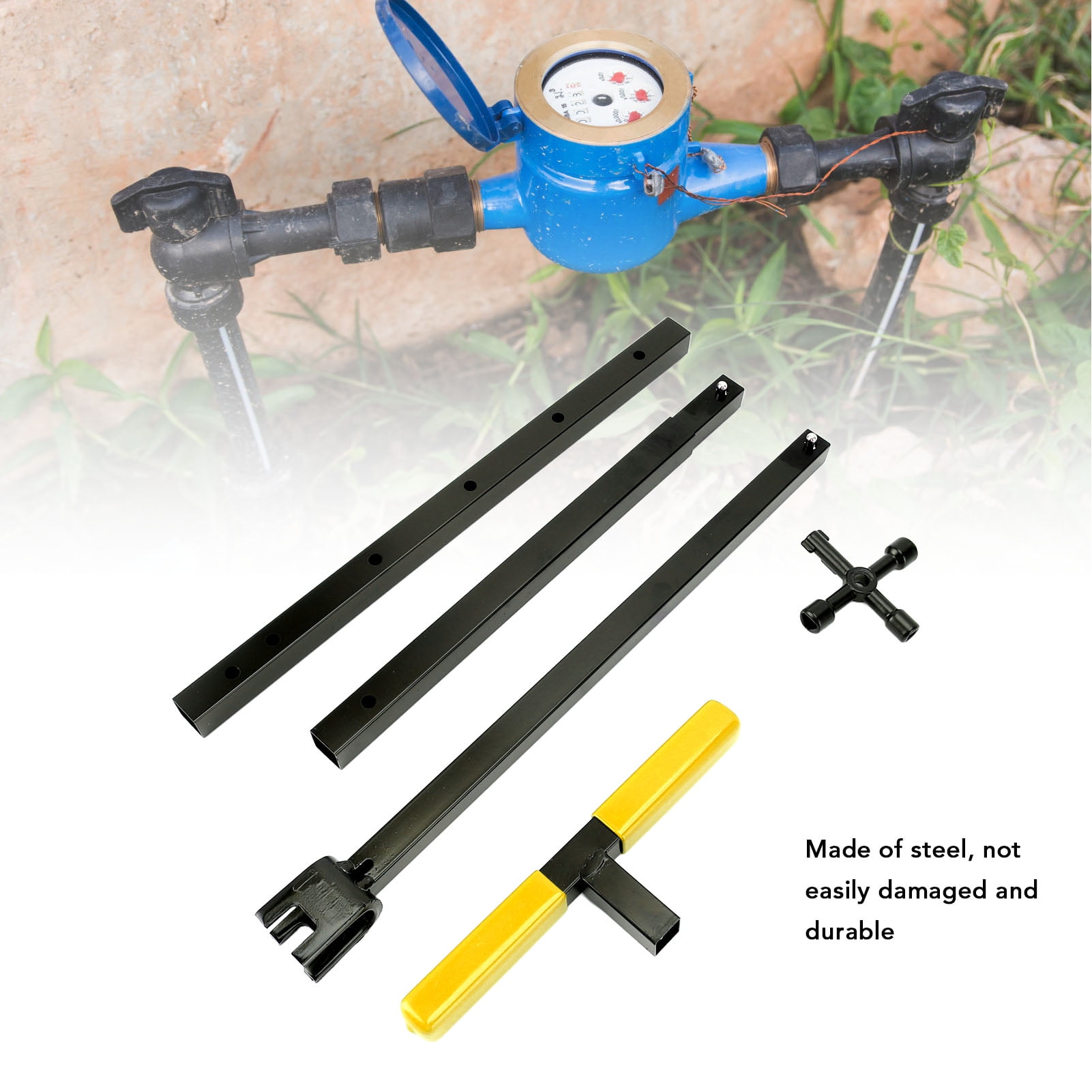 Clé Pour Compteur D'Eau En T Pliable - Acier - 20x95cm - Multifonction - Pour Réparation Plomberie