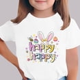 thumbnail image 1 of Blusas y camisas de manga corta con cuello redondo Camiseta estampada de manga corta de Pascua para niños Cuello redondo Manga corta Casual Versátil Para niñas Niños Top de poliéster, 1 of 5