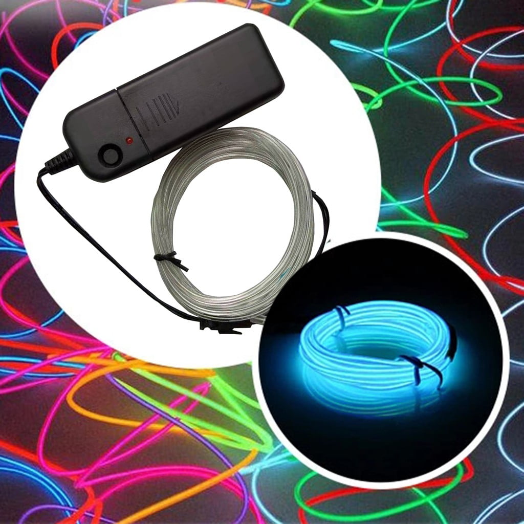 1/2/3/5M Neon Light Glow Led Battery EL Strip Tube Wire Rope Home Party Xmas US 