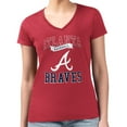 thumbnail image 4 of Women's G-III 4Her by Carl Banks Red Atlanta Braves Super-Slim Fit Lightweight Team Logo Graphic V-Neck T-Shirt, 4 of 5