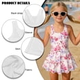 thumbnail image 4 of DISNIMO Girls Swimsuits Butterfly Flower Printed Sleeveless U Neck Swimwear Skirted Quick Dry Bathing Suit Soft Stretchy Swim Dress, 4 of 8
