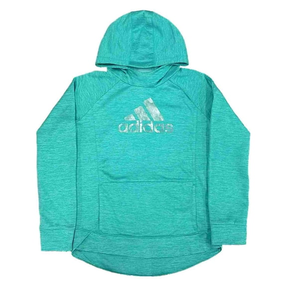 Adidas Girls Teal Blue & Silver Shimmer Hoodie Sweatshirt Jacket 5