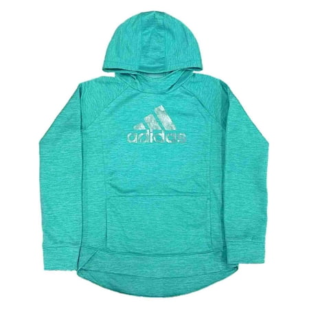 Adidas Girls Teal Blue & Silver Shimmer Hoodie Sweatshirt Jacket 5